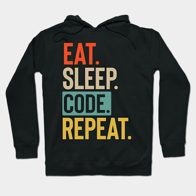 Eat Sleep code Repeat retro vintage colors Hoodie by Lyume